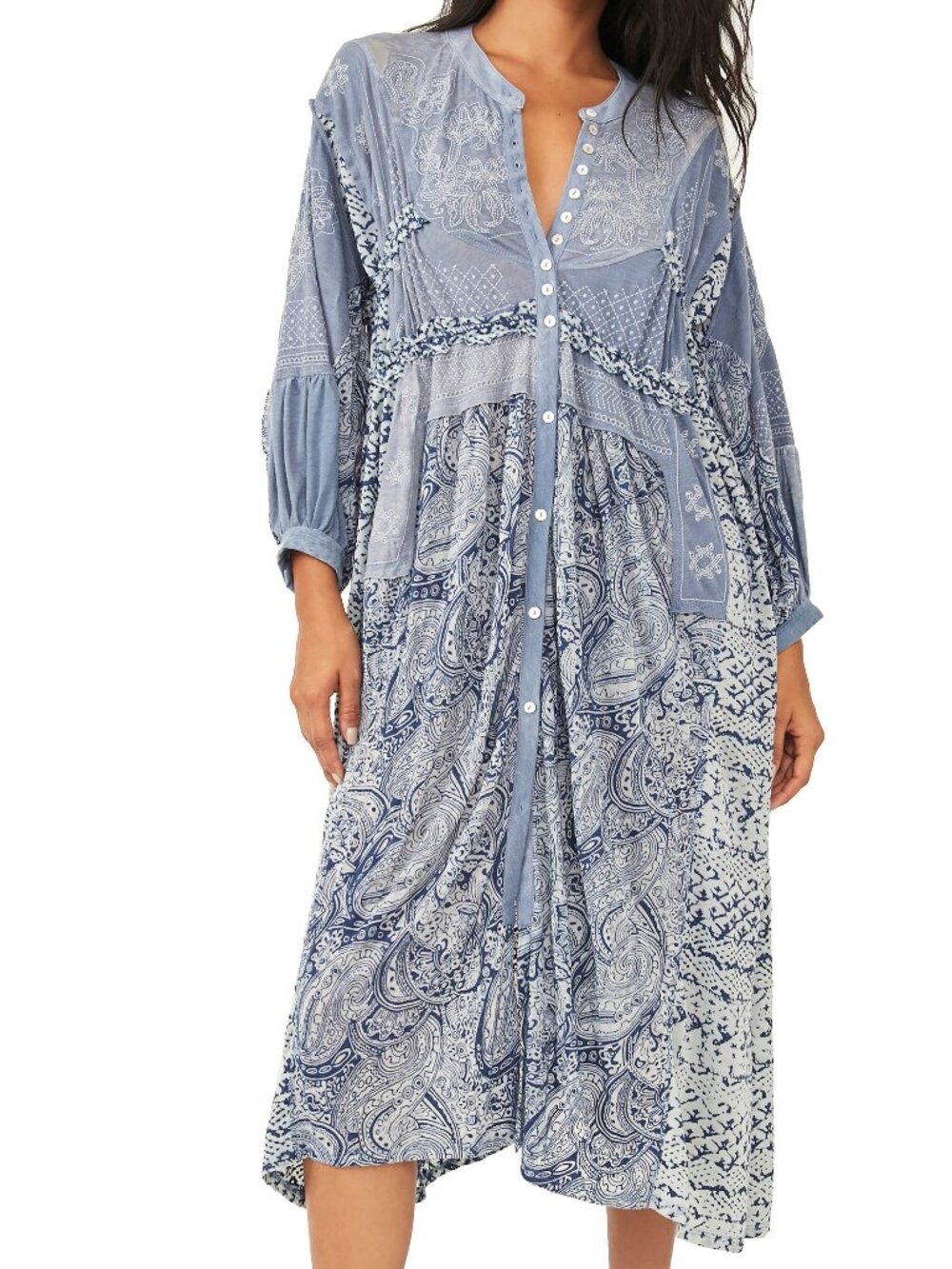 Free People Oh My Mix Print Long Sleeve Maxi Dress